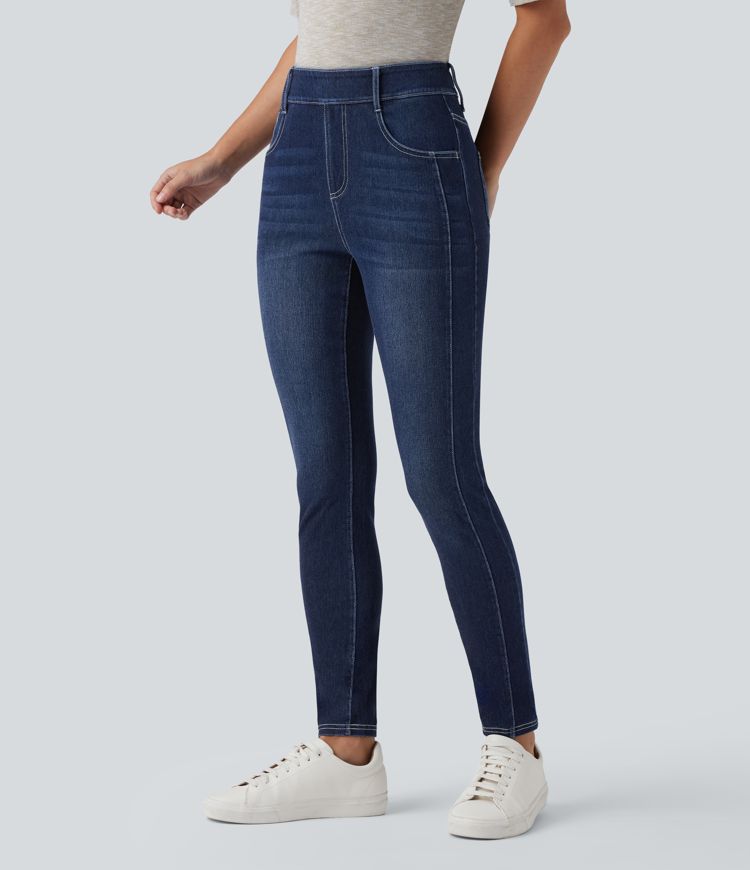 Halara Flex™ Mid Rise Washed Casual Skinny Jeans with Pockets