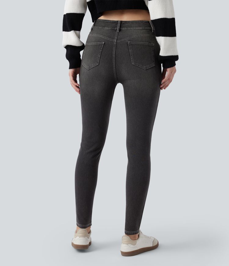 Halara Flex™ - Lässige, verwaschene Skinny-Jeans mit mittelhohem Bund und mehreren Taschen