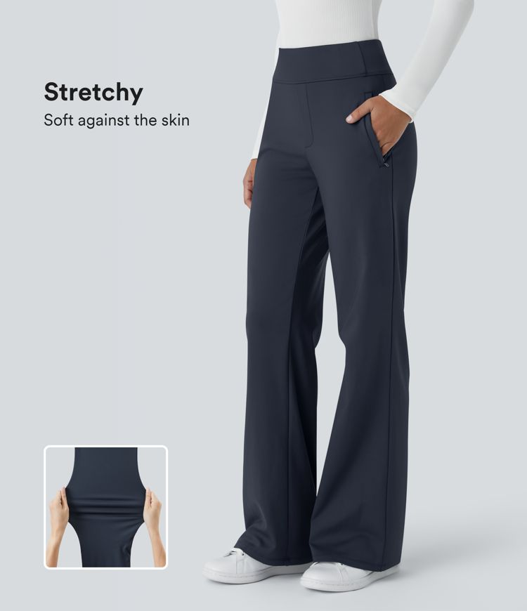 Halara Flex™ Mid Rise Side Zipper Pocket Work Flare Pants