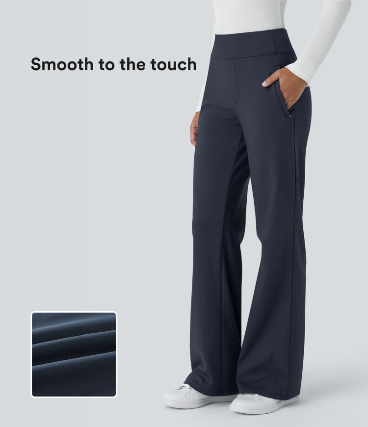 Halara Flex™ Mid Rise Side Zipper Pocket Work Flare Pants