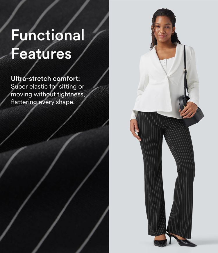 Halara Flex™ High Waisted Striped Work Flare Pants with Pockets