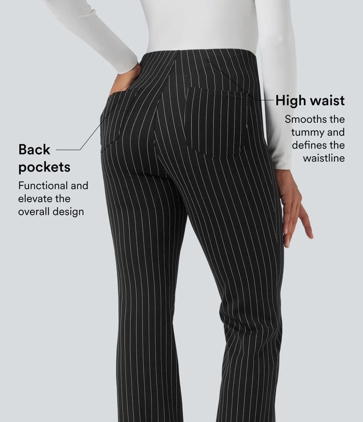 Halara Flex™ High Waisted Striped Work Flare Pants with Pockets