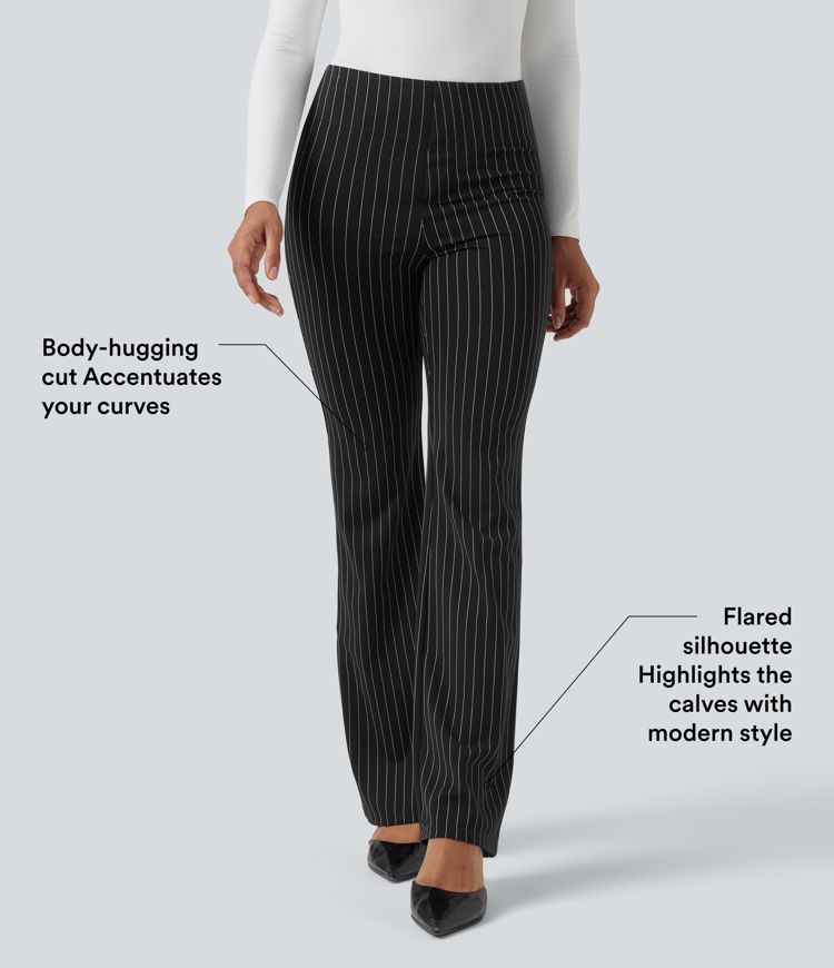 Halara Flex™ High Waisted Striped Work Flare Pants with Pockets