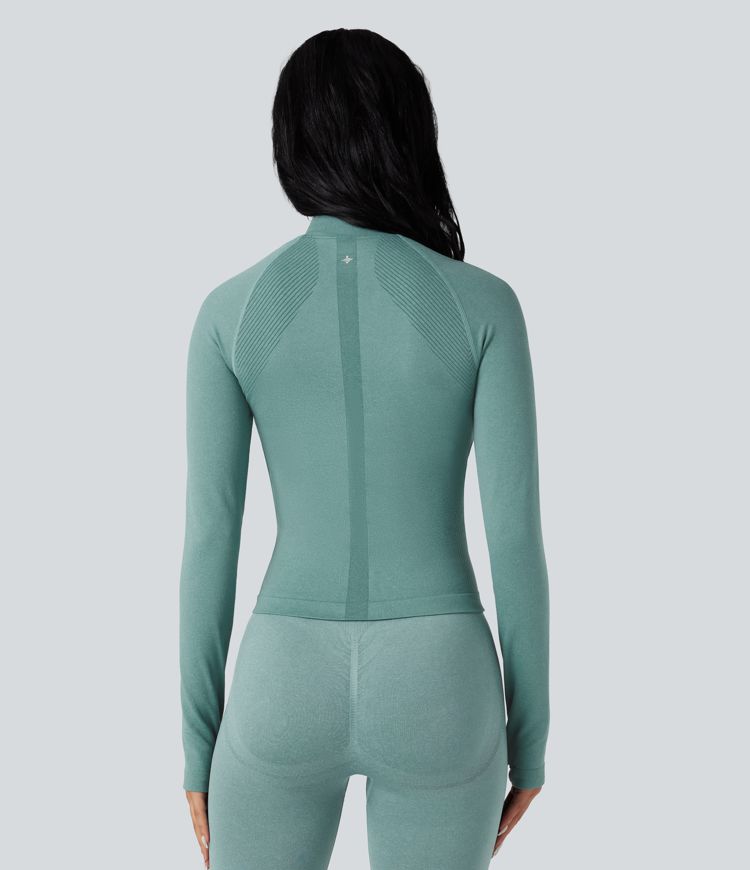 Seamless Flow Zipper Long Sleeve Thumb Hole Yoga Jacket