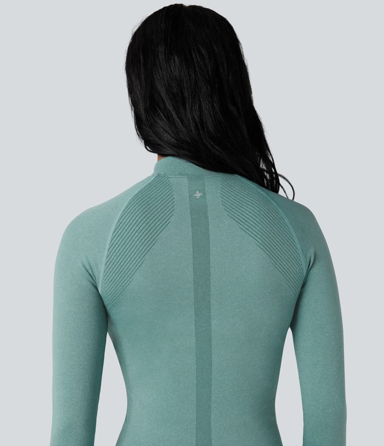 Seamless Flow Zipper Long Sleeve Thumb Hole Yoga Jacket