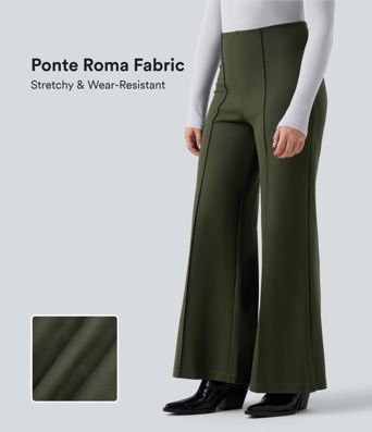 Halara Flex™ ausgestellte Baggy-Ponte-Roma-Hose mit hohem Bund - verschleißfest