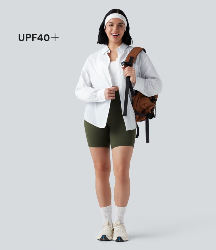 UV Protection Lightweight Breathable Long Sleeve Curved Hem outdoor Shirt with Pocket-UPF40+