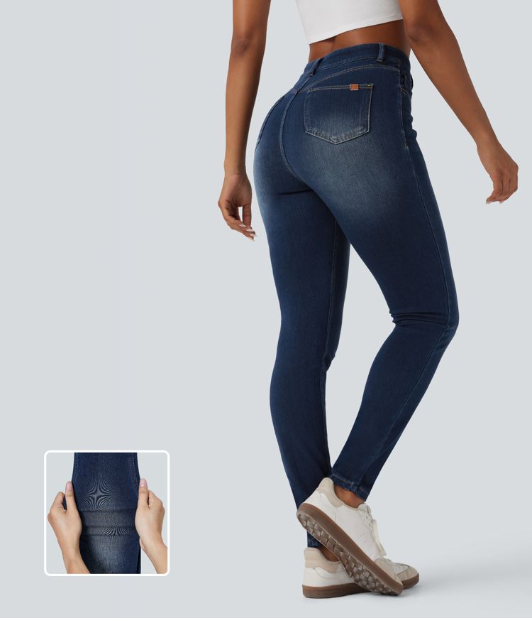 Jean ajusté décontracté Halara Flex™ taille haute avec poches