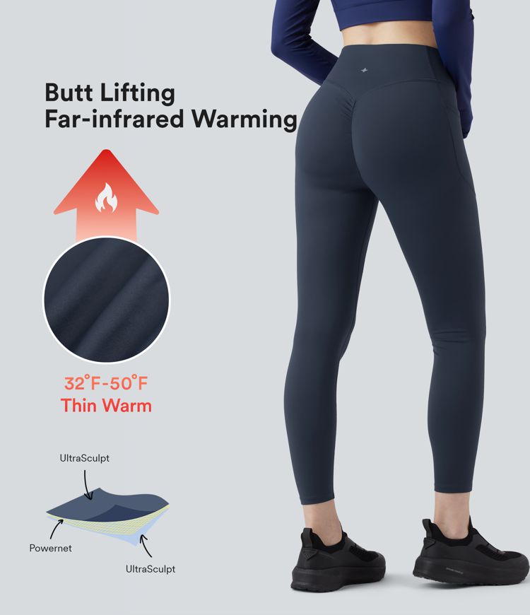 Halara UltraSculpt™ Heat High Waisted Scrunch Butt Lifting Tummy Control Yoga Leggings with Pockets