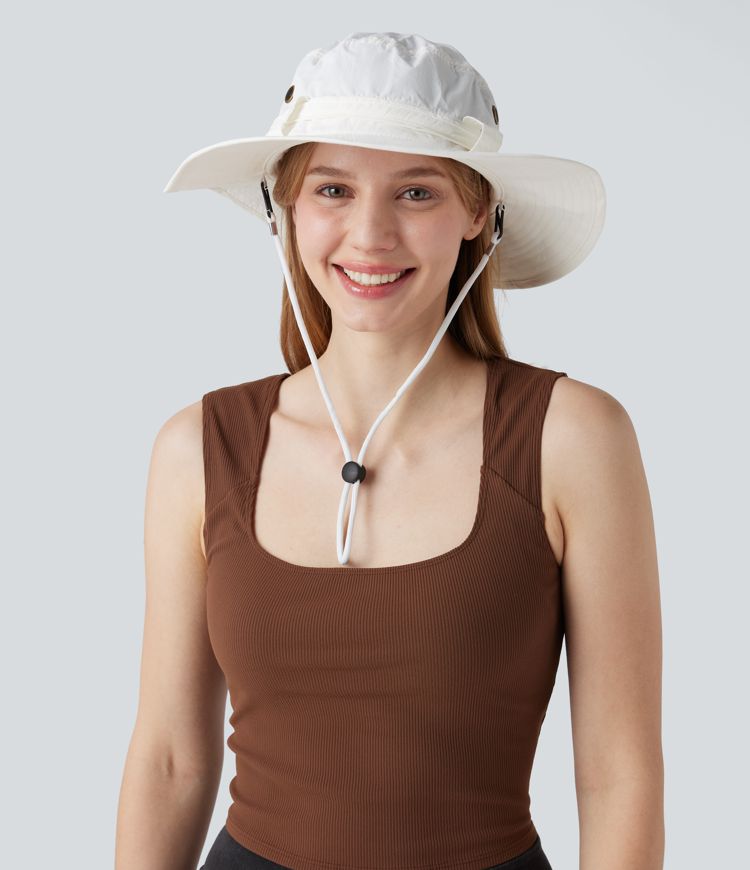 Wide Brim Adjustable Casual Sun Hat-UPF40+