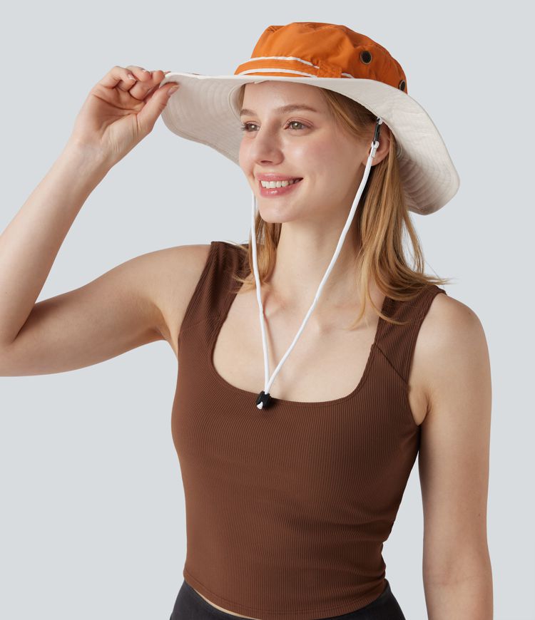 Wide Brim Adjustable Casual Sun Hat-UPF40+