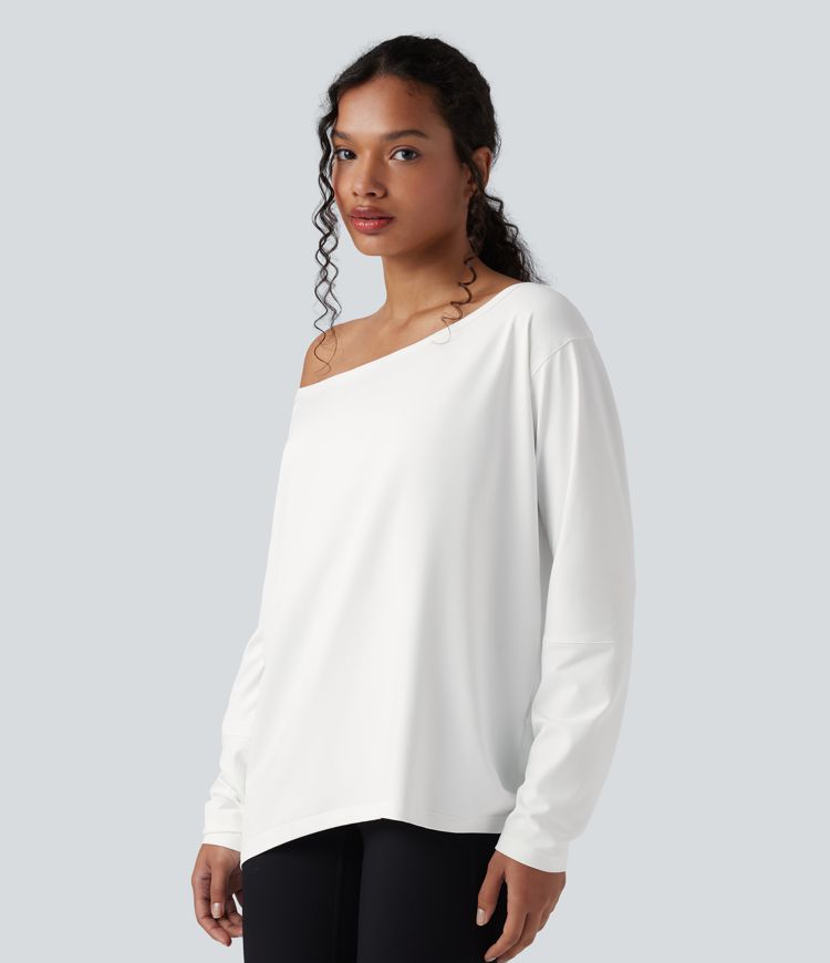 One-shoulder Long Sleeve Relaxed Yoga Sports Top