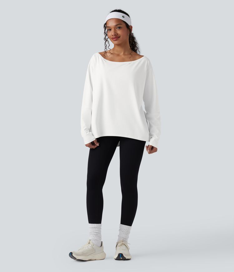 One-shoulder Long Sleeve Relaxed Yoga Sports Top