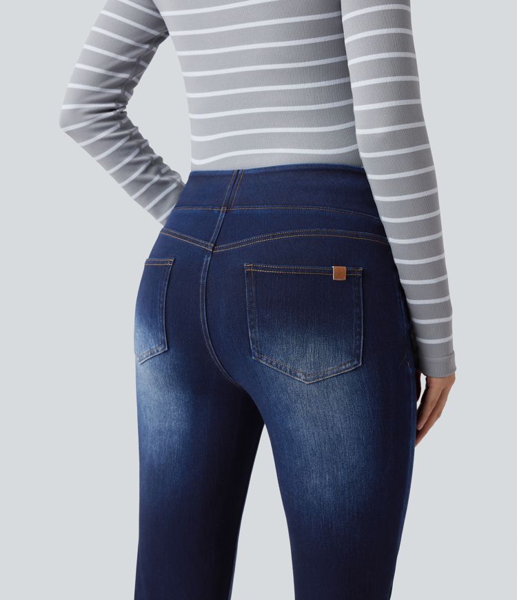Halara Flex™ High Waisted Pockets Washed Casual Bootcut Jeans