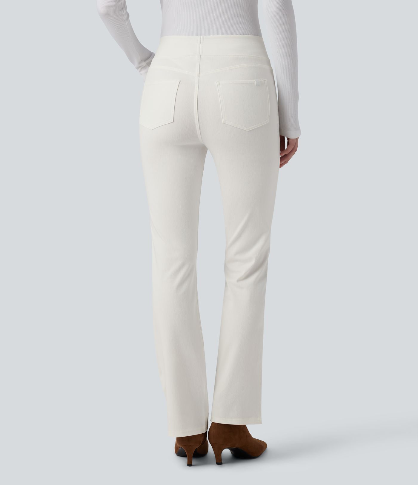 Halara Flex™ Jean bootcut décontracté extensible délavé taille haute à poches multiples