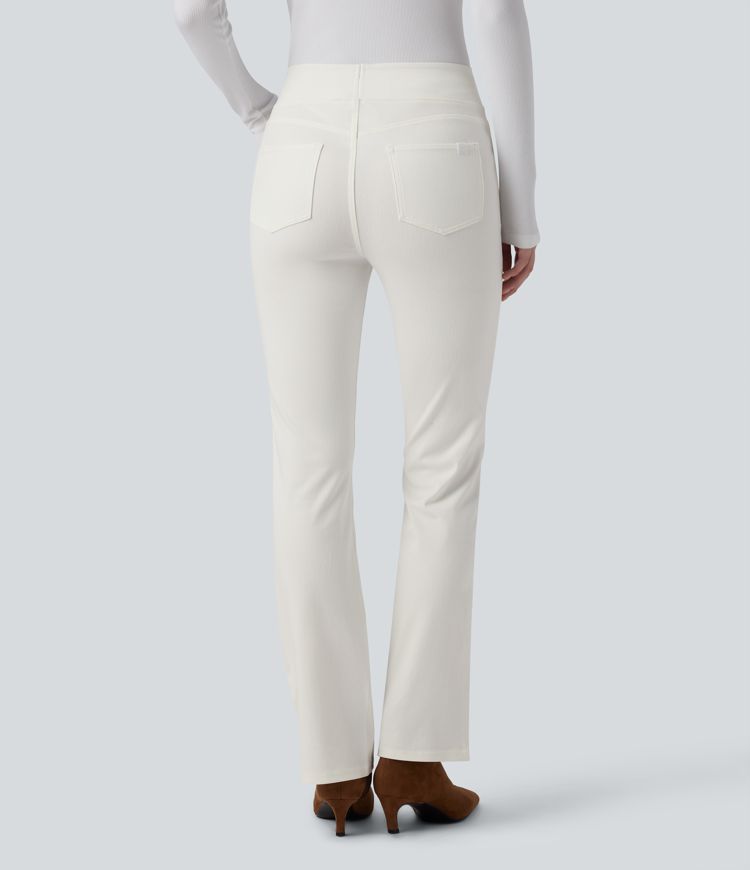 Halara Flex™ Jean bootcut décontracté extensible délavé taille haute à poches multiples