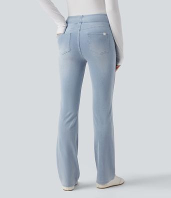 Halara Flex™ High Waisted Pockets Washed Casual Bootcut Jeans