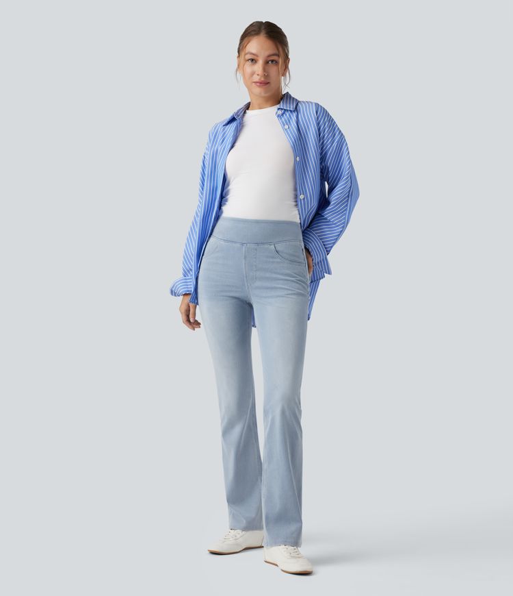 Halara Flex™ High Waisted Pockets Washed Casual Bootcut Jeans