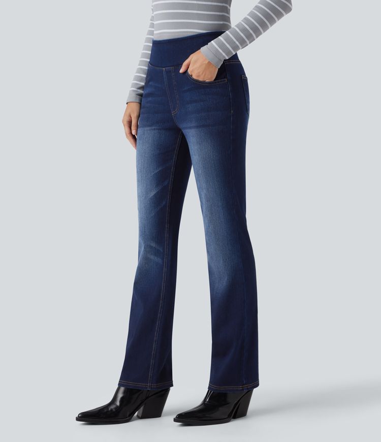 Halara Flex™ High Waisted Pockets Washed Casual Bootcut Jeans