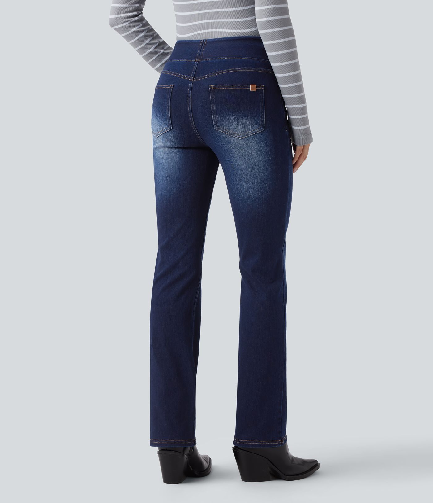 Halara Flex™ High Waisted Pockets Washed Casual Bootcut Jeans