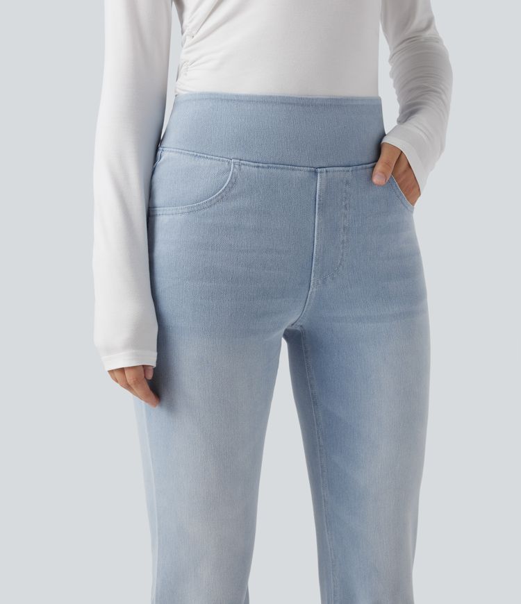 Halara Flex™ High Waisted Pockets Washed Casual Bootcut Jeans