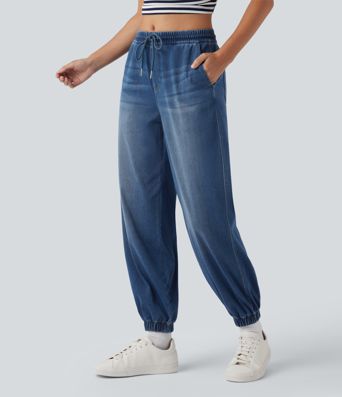 Halara Flex™ Mid Rise Drawstring Casual Sweatpants Jeans with Pockets