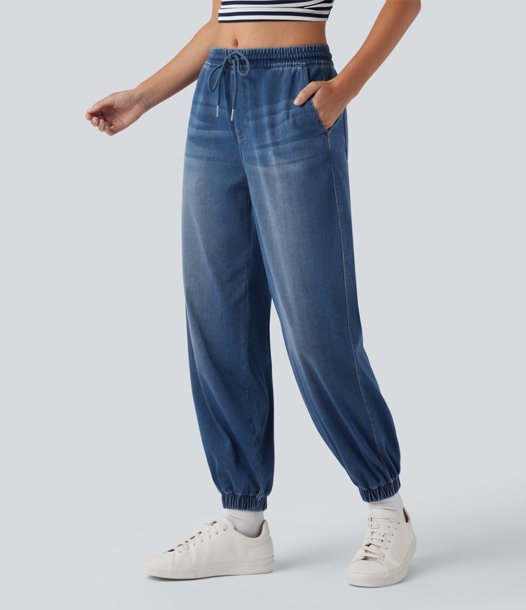 Halara Flex™ Mid Rise Drawstring Casual Sweatpants Jeans with Pockets