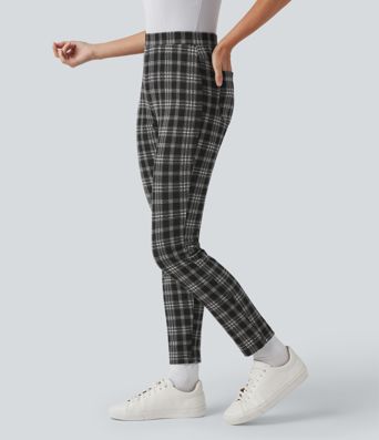 Halara Flex™ High Waisted Pocket Houndstooth Plaid Skinny Work Pants