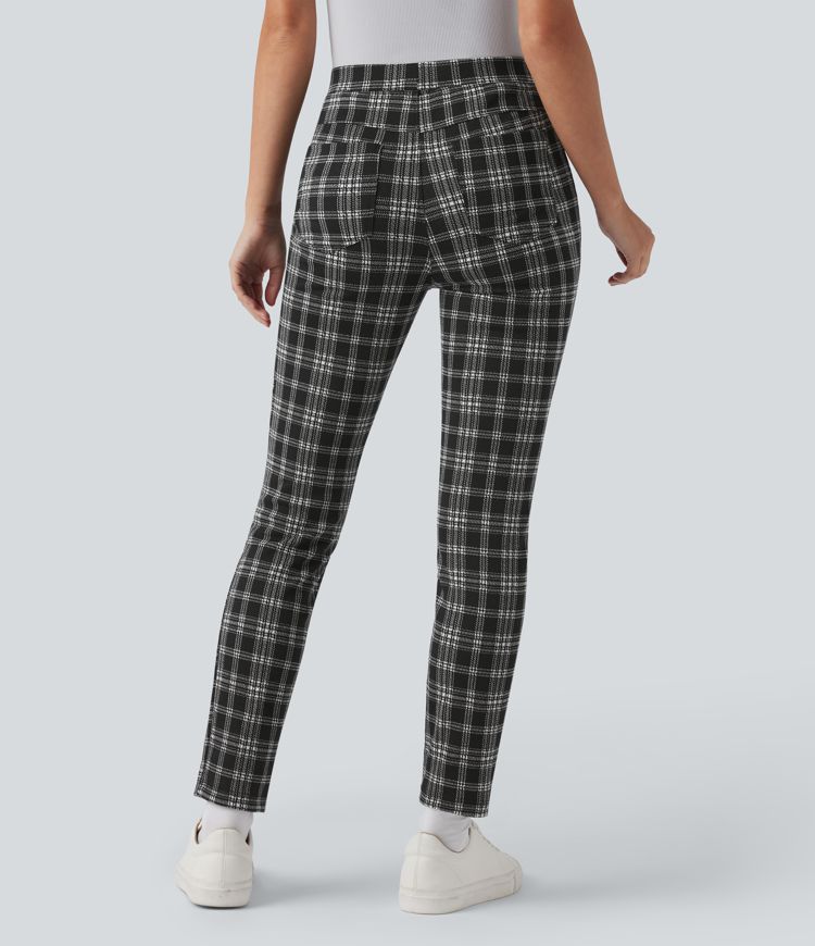 Halara Flex™ High Waisted Pocket Houndstooth Plaid Skinny Work Pants