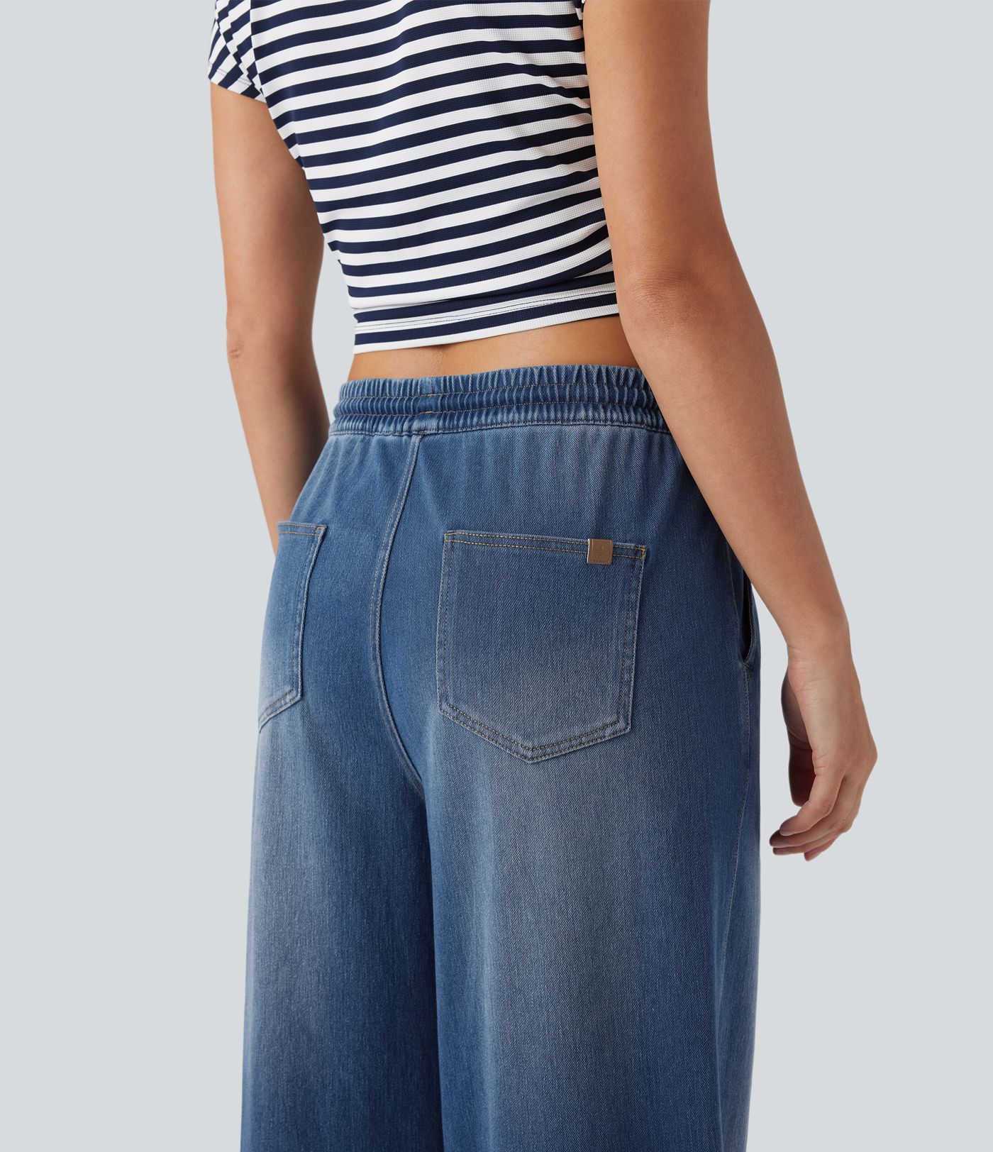 Halara Flex™ Mid Rise Drawstring Casual Sweatpants Jeans with Pockets