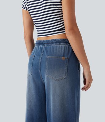 Halara Flex™ Mid Rise Drawstring Casual Sweatpants Jeans with Pockets