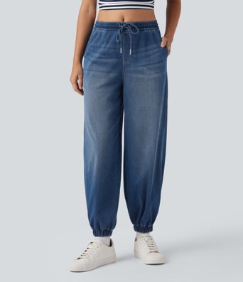 Halara Flex™ Mid Rise Drawstring Casual Sweatpants Jeans with Pockets