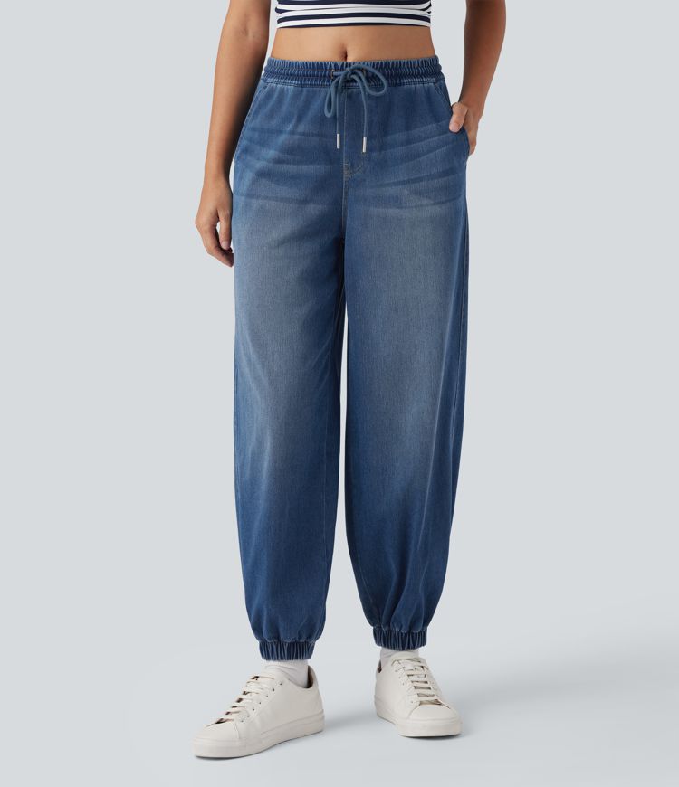 Halara Flex™ Mid Rise Drawstring Casual Sweatpants Jeans with Pockets