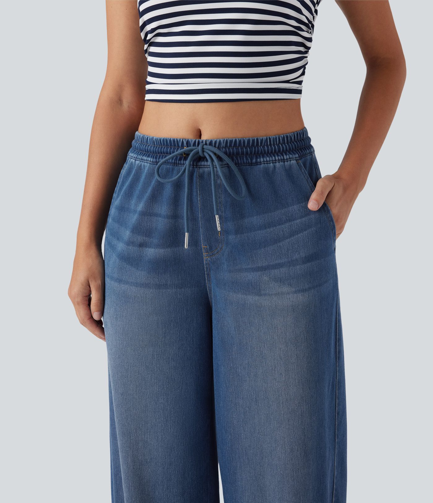 Halara Flex™ Mid Rise Drawstring Casual Sweatpants Jeans with Pockets