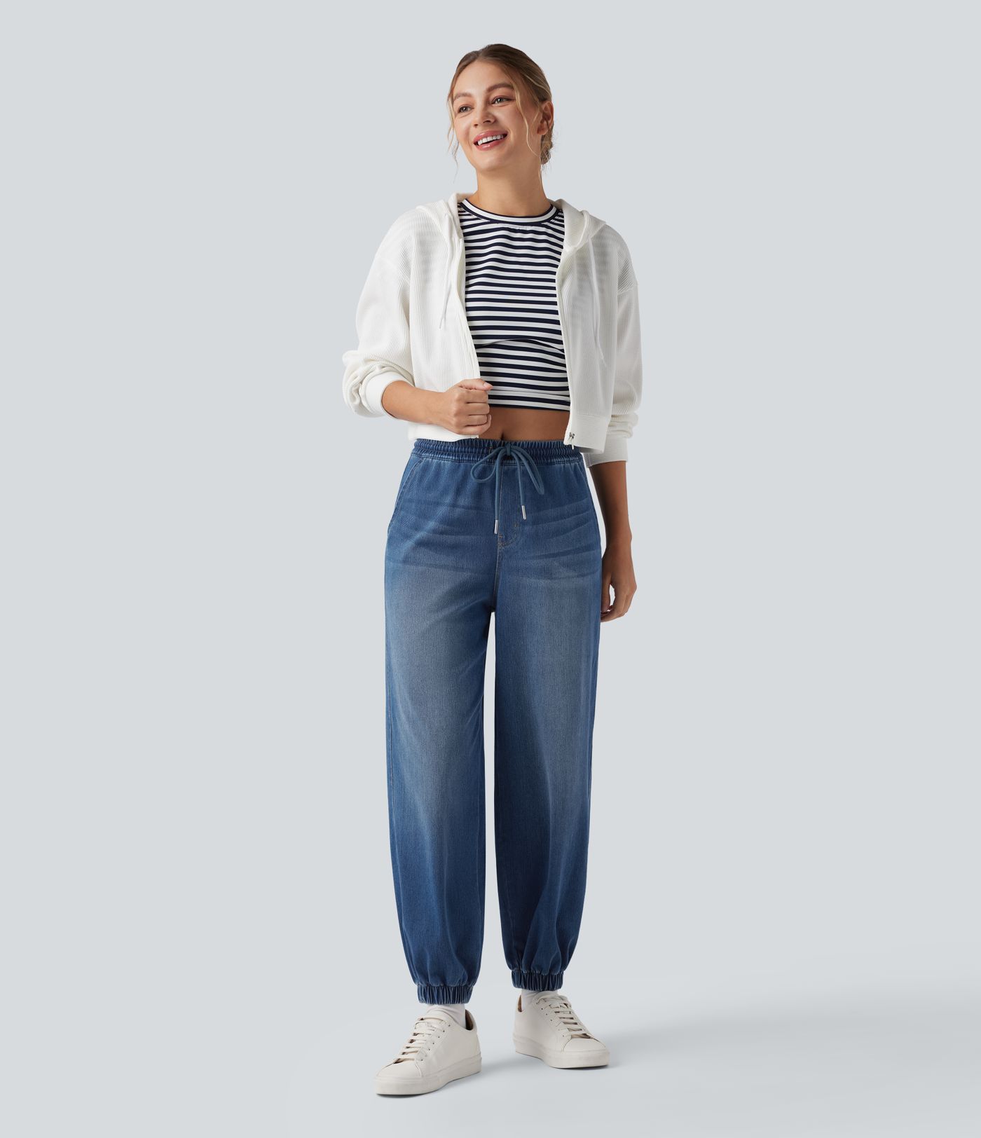 Halara Flex™ Mid Rise Drawstring Casual Sweatpants Jeans with Pockets