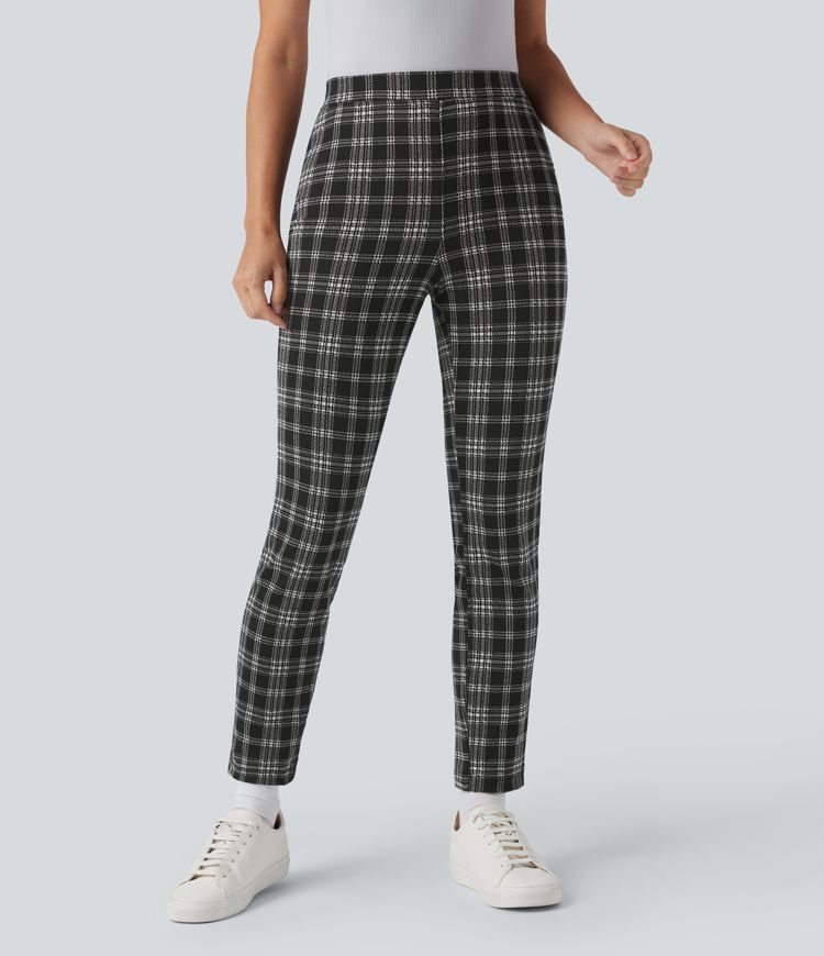 Halara Flex™ High Waisted Pocket Houndstooth Plaid Skinny Work Pants
