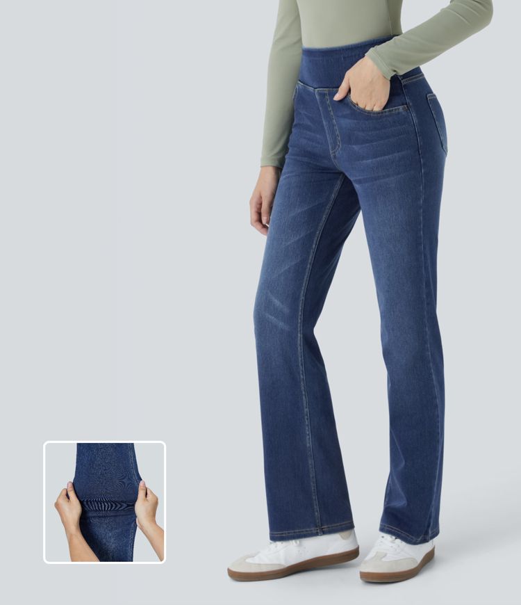 Halara Flex™ High Waisted Pockets Washed Casual Bootcut Jeans