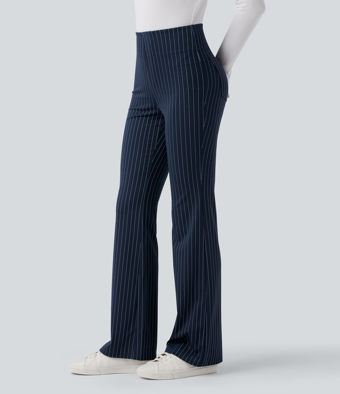 Halara Flex™ High Waisted Striped Work Flare Pants with Pockets