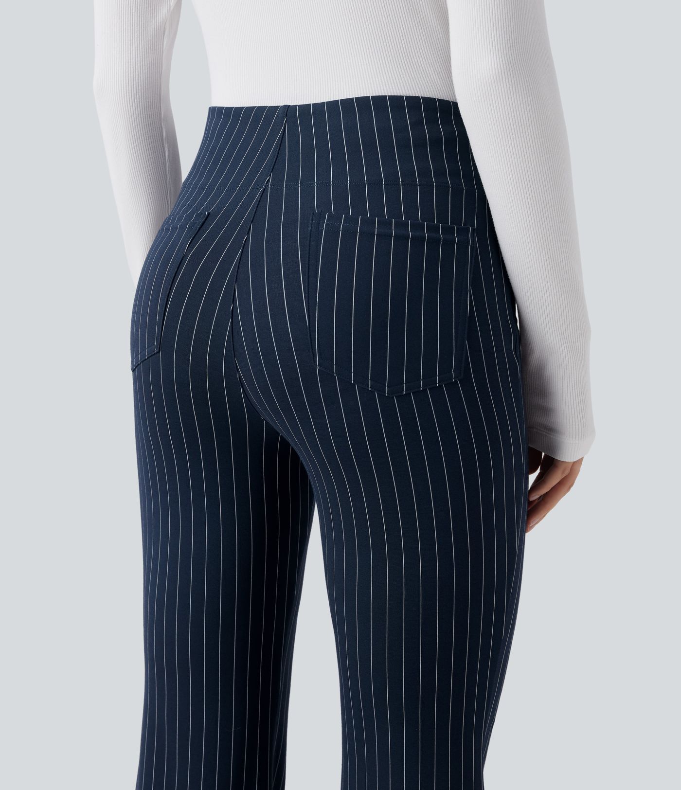 Halara Flex™ High Waisted Striped Work Flare Pants with Pockets