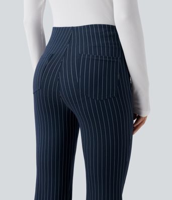 Halara Flex™ High Waisted Striped Work Flare Pants with Pockets