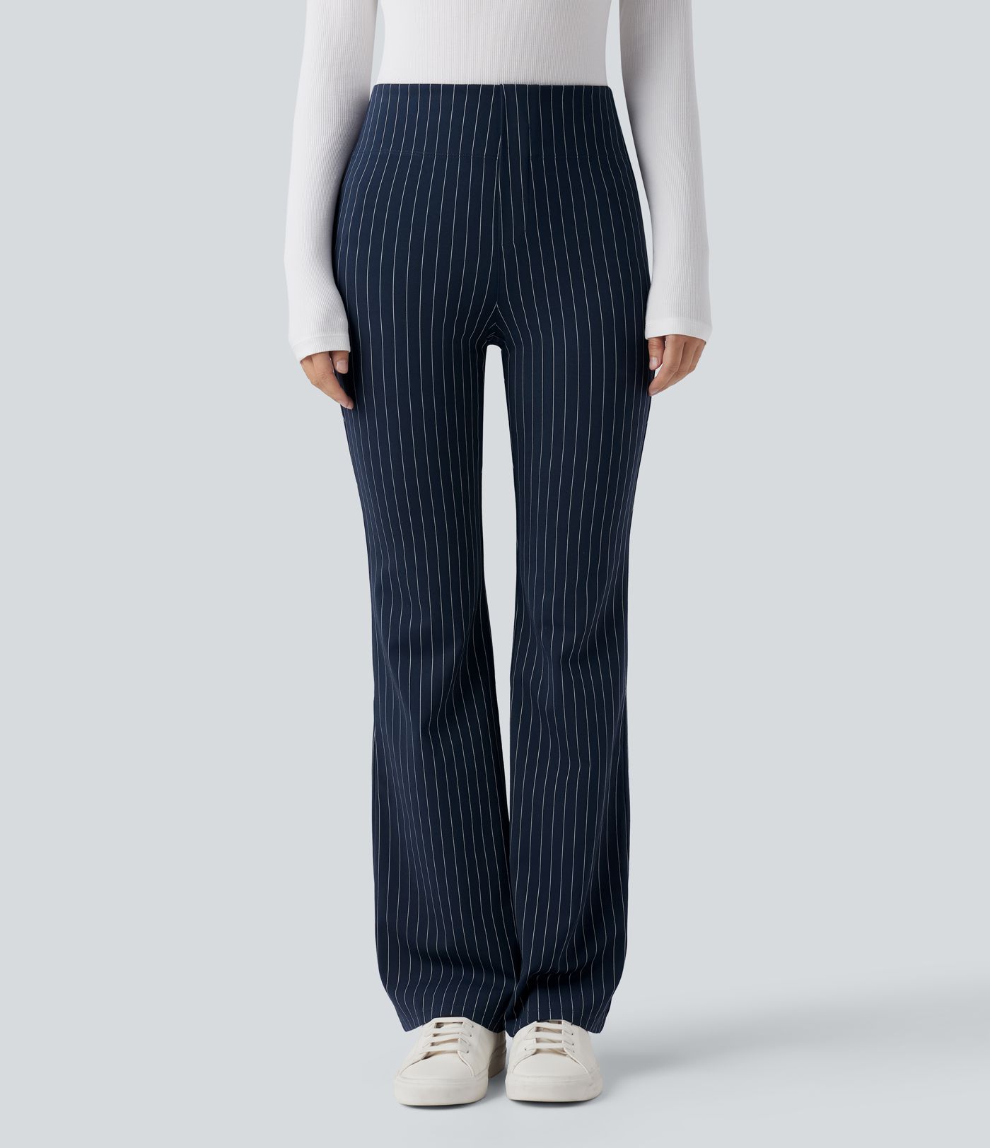 Halara Flex™ High Waisted Striped Work Flare Pants with Pockets