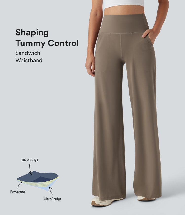 Halara UltraSculpt™ High Waisted Tummy Control Wide Leg Yoga Pants with Pockets