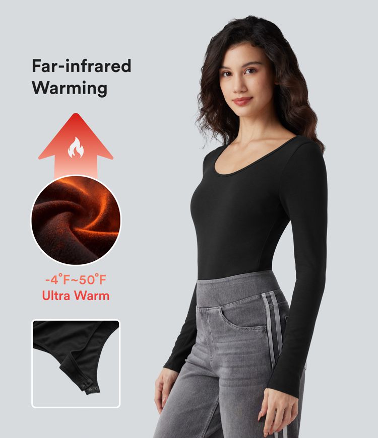 Halara HeatCore Scoop Neck Long Sleeve Skinny Casual Warming Bodysuit