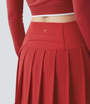 Breezeful™ - Plissierter 2-in-1 Minirock mit hohem Bund, integrierten Leggings, Bundtasche und kontrastierendem Netzgewebe - schnelltrocknend