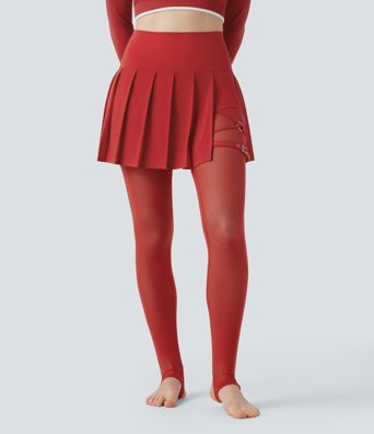 Breezeful™ - Plissierter 2-in-1 Minirock mit hohem Bund, integrierten Leggings, Bundtasche und kontrastierendem Netzgewebe - schnelltrocknend