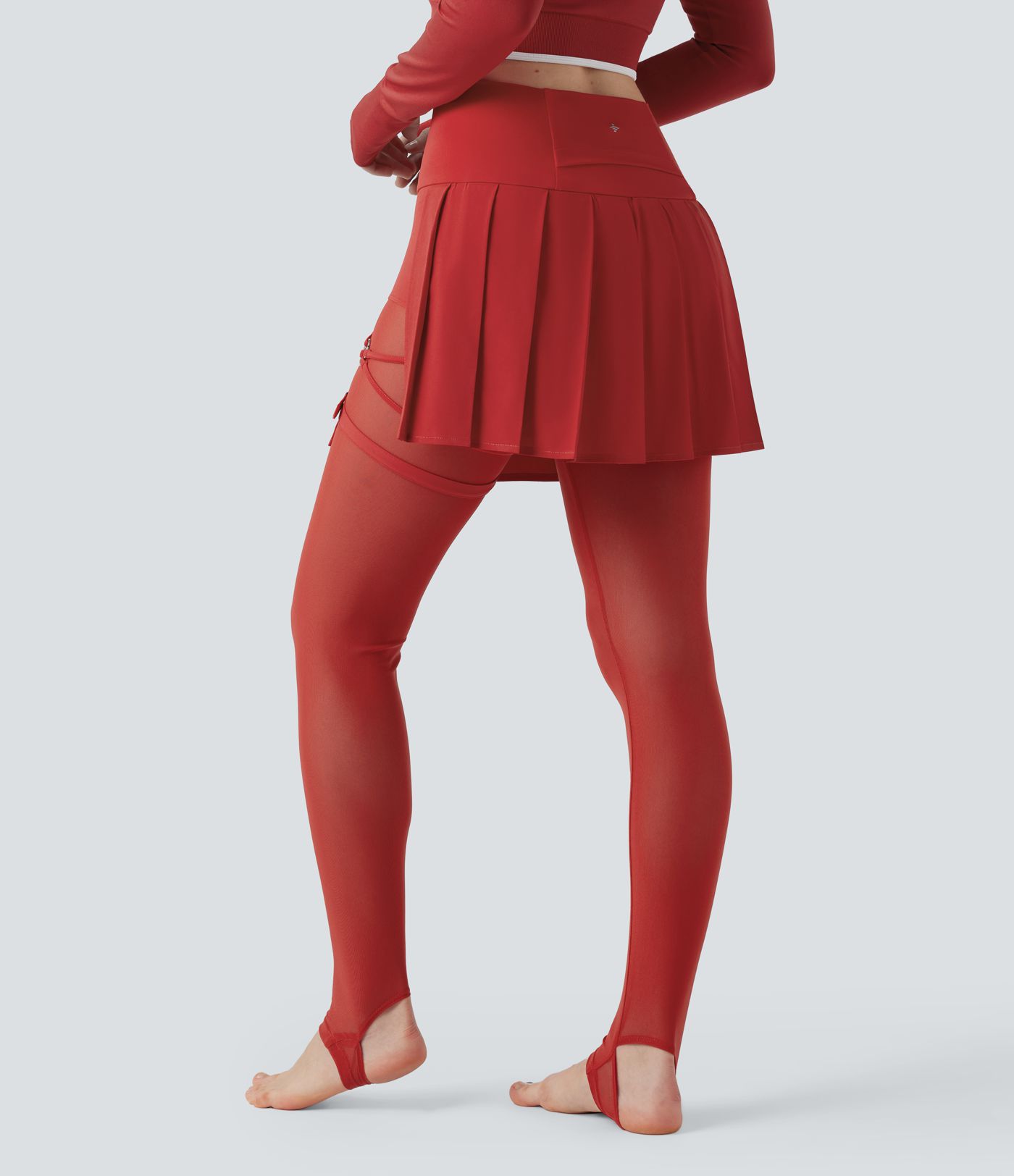 Breezeful™ - Plissierter 2-in-1 Minirock mit hohem Bund, integrierten Leggings, Bundtasche und kontrastierendem Netzgewebe - schnelltrocknend