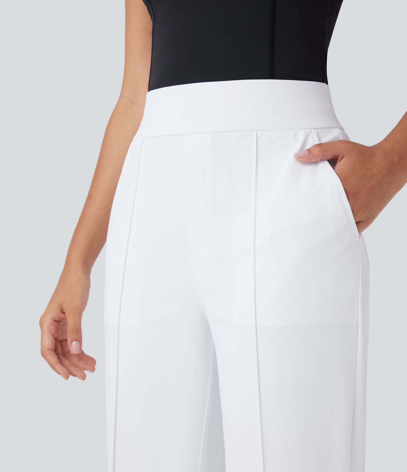 Mid High Waisted Quick Dry Golf Trousers with Pockets-Golf Tee-UPF40+