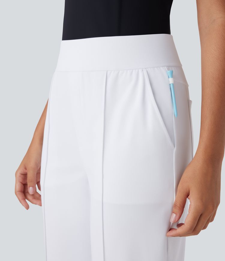 Mid High Waisted Quick Dry Golf Trousers with Pockets-Golf Tee-UPF40+