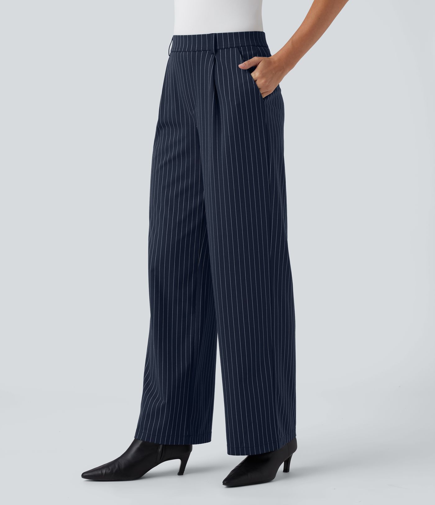 Halara Flex™ High Waisted Straight Leg Cool Touch Stripe Work Pants with Pockets