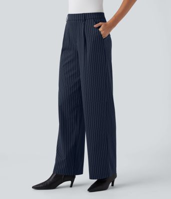 Halara Flex™ High Waisted Straight Leg Cool Touch Stripe Work Pants with Pockets